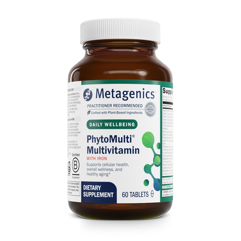 Metagenics PhytoMulti with Iron bottle front for daily nutrient support
