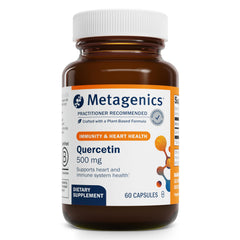 Metagenics Quercetin 500 mg bottle front view highlighting premium immune support