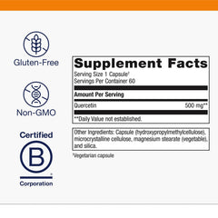 Metagenics Quercetin packaging full view displaying dosage and capsule count