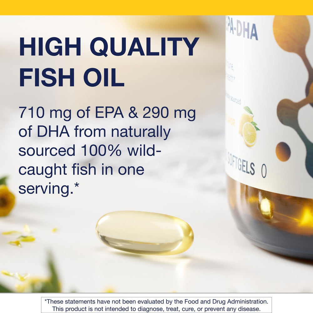 Metagenics sustainably sourced fish oil graphic emphasizing eco-friendly sourcing.