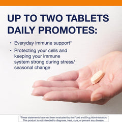 Close-up of Metagenics Ultra Potent-C 1000 tablets showing buffered formula for gentler use