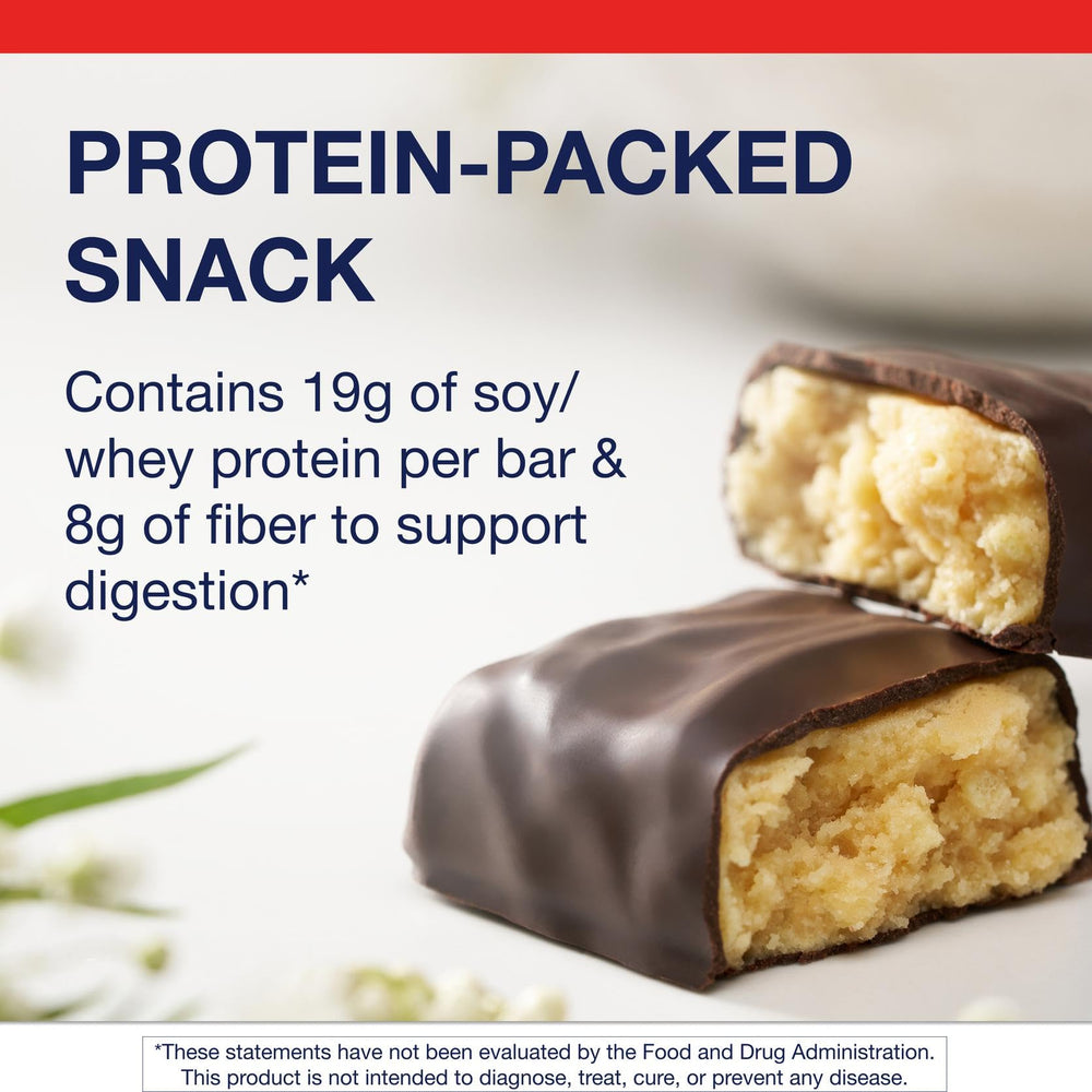 Cross-section of Metagenics Ultra Protein Bar Peanut Butter shows protein-rich center