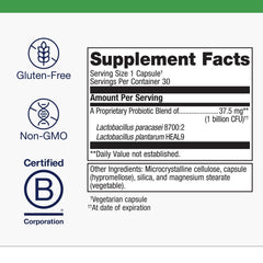 Metagenics UltraFlora capsule closeup emphasizing shelf-stable probiotic.