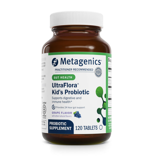 Metagenics UltraFlora Kids Probiotic bottle supports daily digestive balance in children
