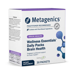 Metagenics Wellness Essentials Brain Health packaging with daily packets for easy routine