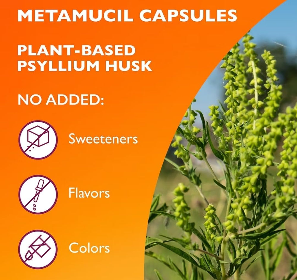 Metamucil daily fiber supplement packaging ready for everyday routines.