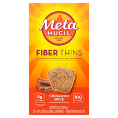 Metamucil Fiber Thins Cinnamon Spice dining on the go with a quick fiber option.