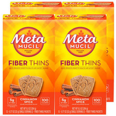 Metamucil Fiber Thins Cinnamon Spice pack front for on-the-go fiber support.