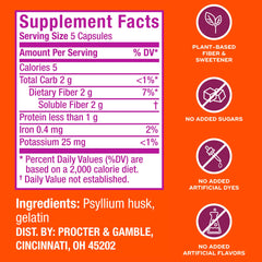 Metamucil psyllium capsules being poured for convenient daily fiber intake.