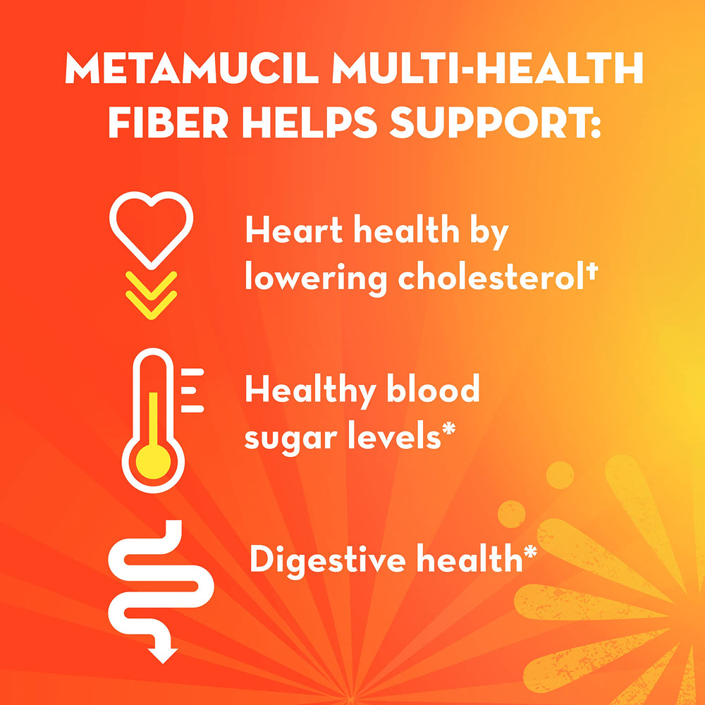 Metamucil psyllium husk fiber bottle illustrates plant-based fiber benefits.