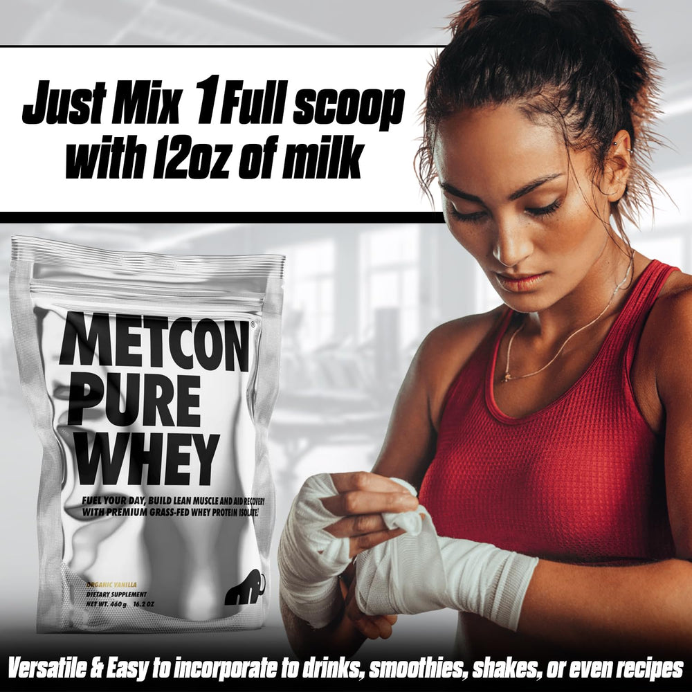 MetCon bottle pour showing clean packaging and easy mixing for workouts.