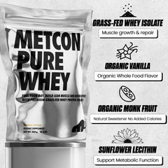 MetCon label closeup showcasing a clean 5 ingredient formulation.