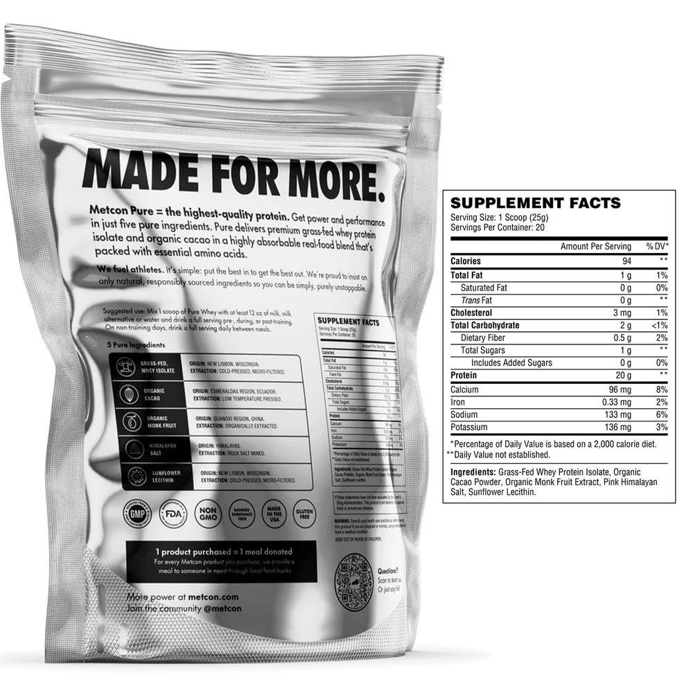 MetCon whey protein isolate scoop with cup emphasizes natural ingredients for recovery