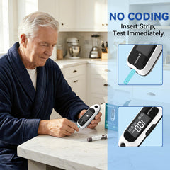Metene S lancets included for comfortable finger-prick testing