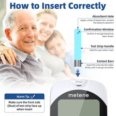 Metene TD-4116 blood sample application illustrating minimal blood requirement