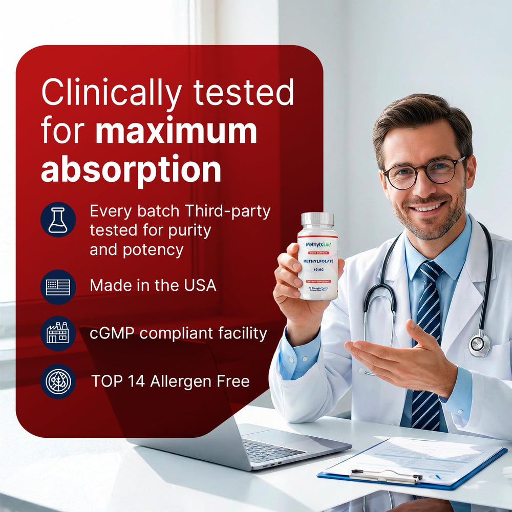 Methyl-Life chewable tablet dissolving easily for convenient supplementation.