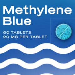 Unflavored methylene blue tablet ready for quick, tasteless dosing