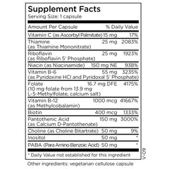 MethylPro B Complex capsules closeup highlighting bioavailable vitamins.