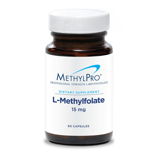 MethylPro L-Methylfolate 15 mg bottle shows bioavailable folate for brain support