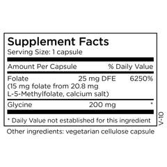 MethylPro L-Methylfolate bottle label close-up showing 15 mg potency for nutrient support