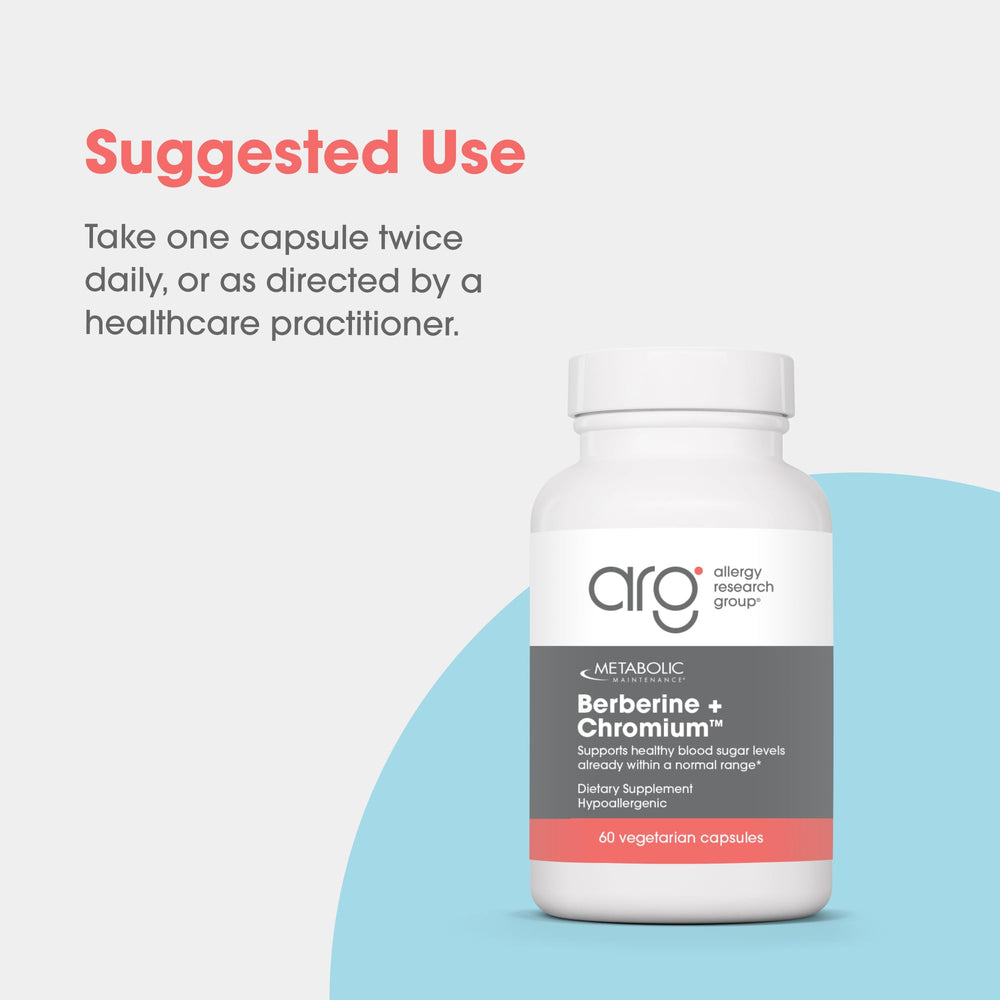 Ingredient panel showing berberine, magnesium, chromium for balanced metabolism