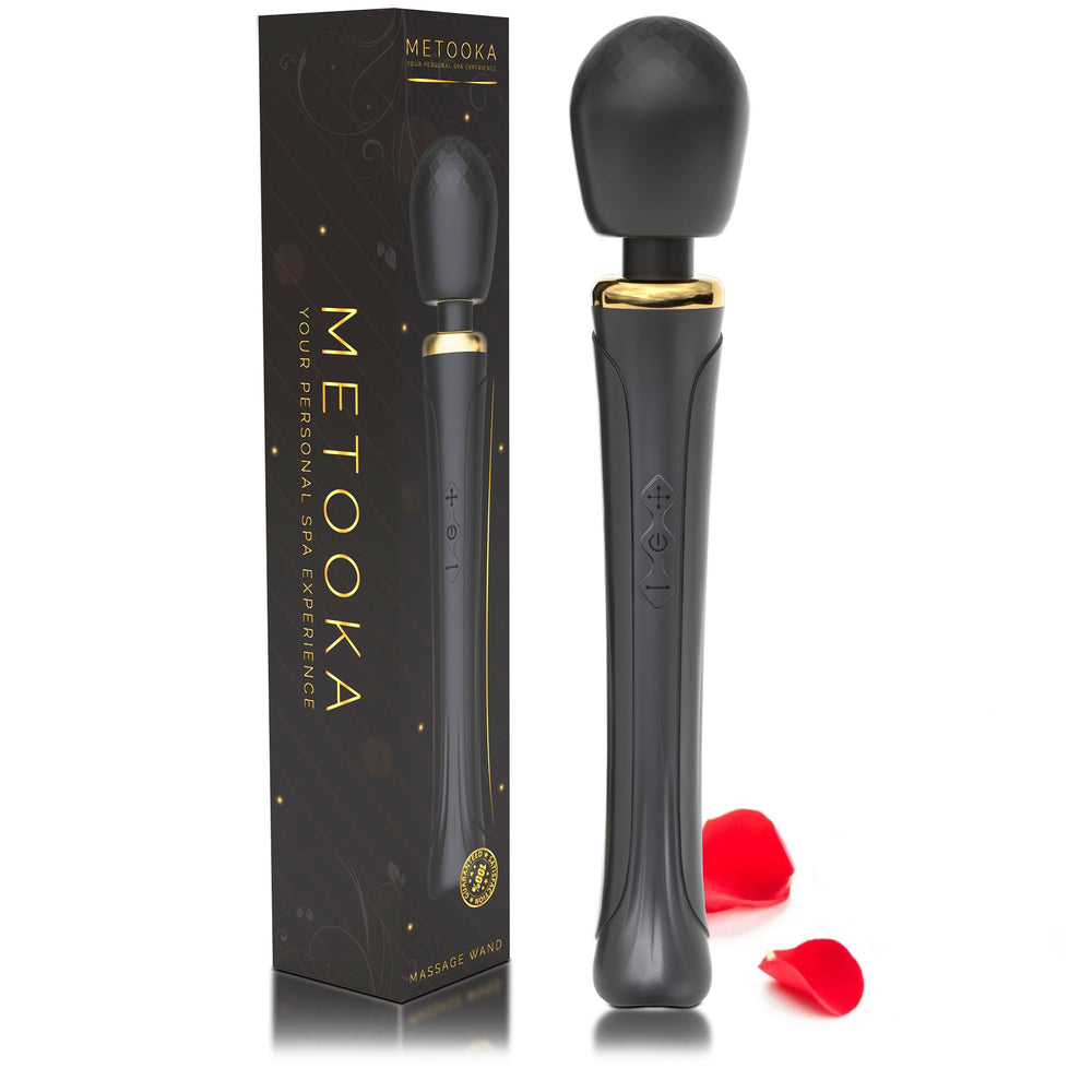 Metooka cordless massager close-up showing ergonomic grip and powerful targeting head