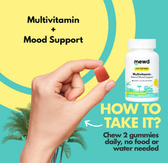 MEWD blue raspberry flavor closeup highlighting tasty, easy-to-chew supplement.