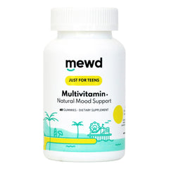 MEWD Teen daily multivitamin bottle ready for on-the-go mood and energy support.