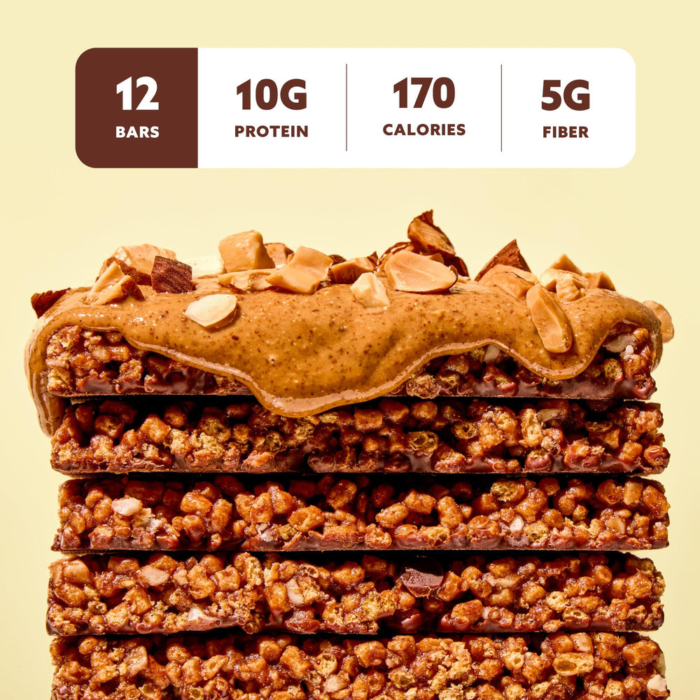 Mezcla bar cross-section reveals puff-crispy base with almond chocolate coating