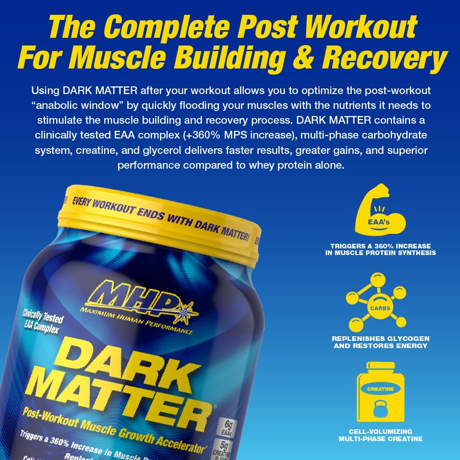 MHP Dark Matter mixed shake glass with smooth post-workout texture.