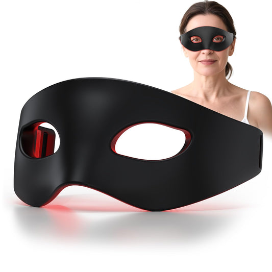 mhpoycd eye mask front view with LEDs 630nm and 850nm for gentle eye care