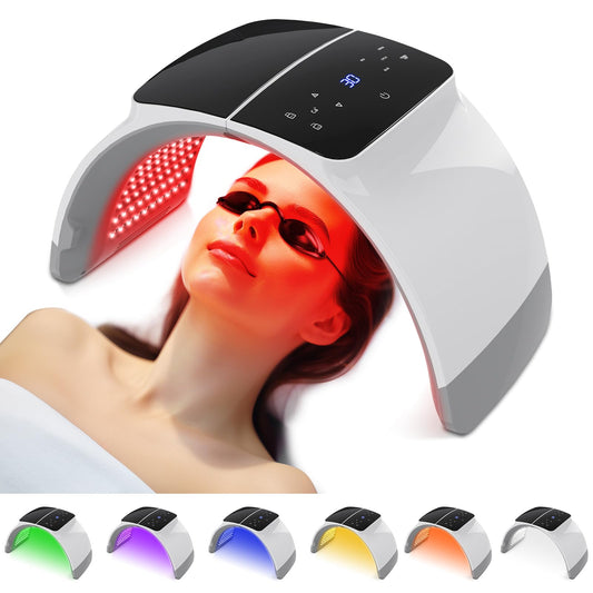 mhpoycd LED red light therapy mask front view offering convenient at-home facial care
