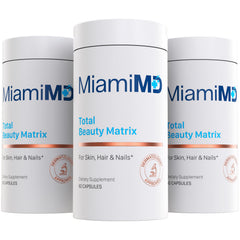 MiamiMD Total Beauty Matrix collagen bottle pour, convenient packaging for daily beauty routines