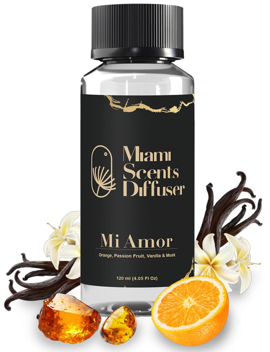 Miami Scents Diffuser Mi Amor Sweet bottle front, premium aroma for homes and offices.