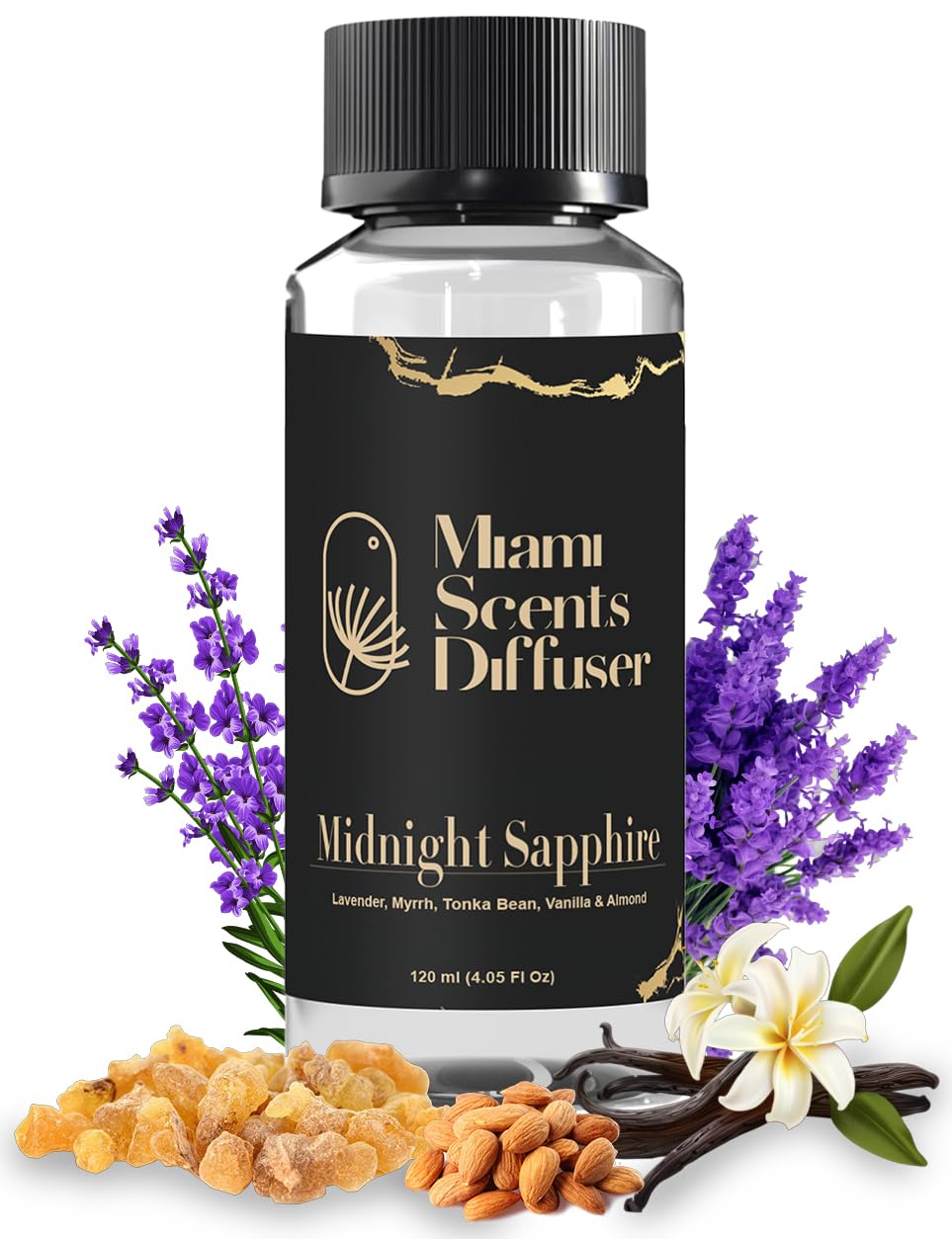 Miami Scents Midnight Sapphire Noir bottle for spa-like ambiance at home