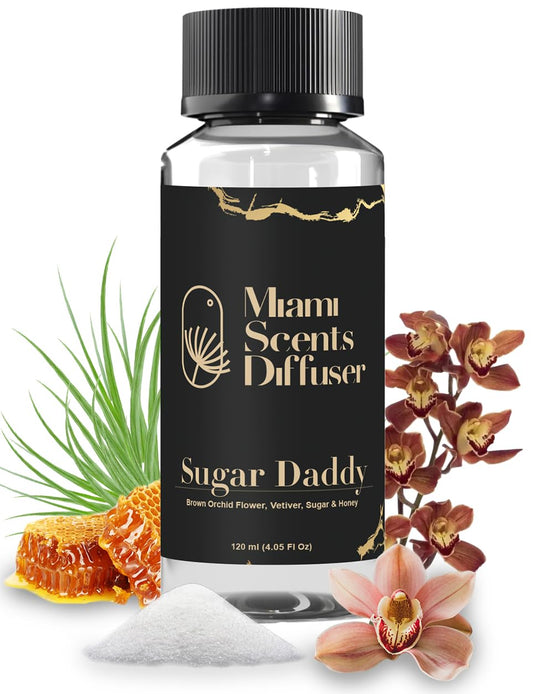 Miami Scents Diffuser Sugar Select bottle pour for hotel-inspired aroma.