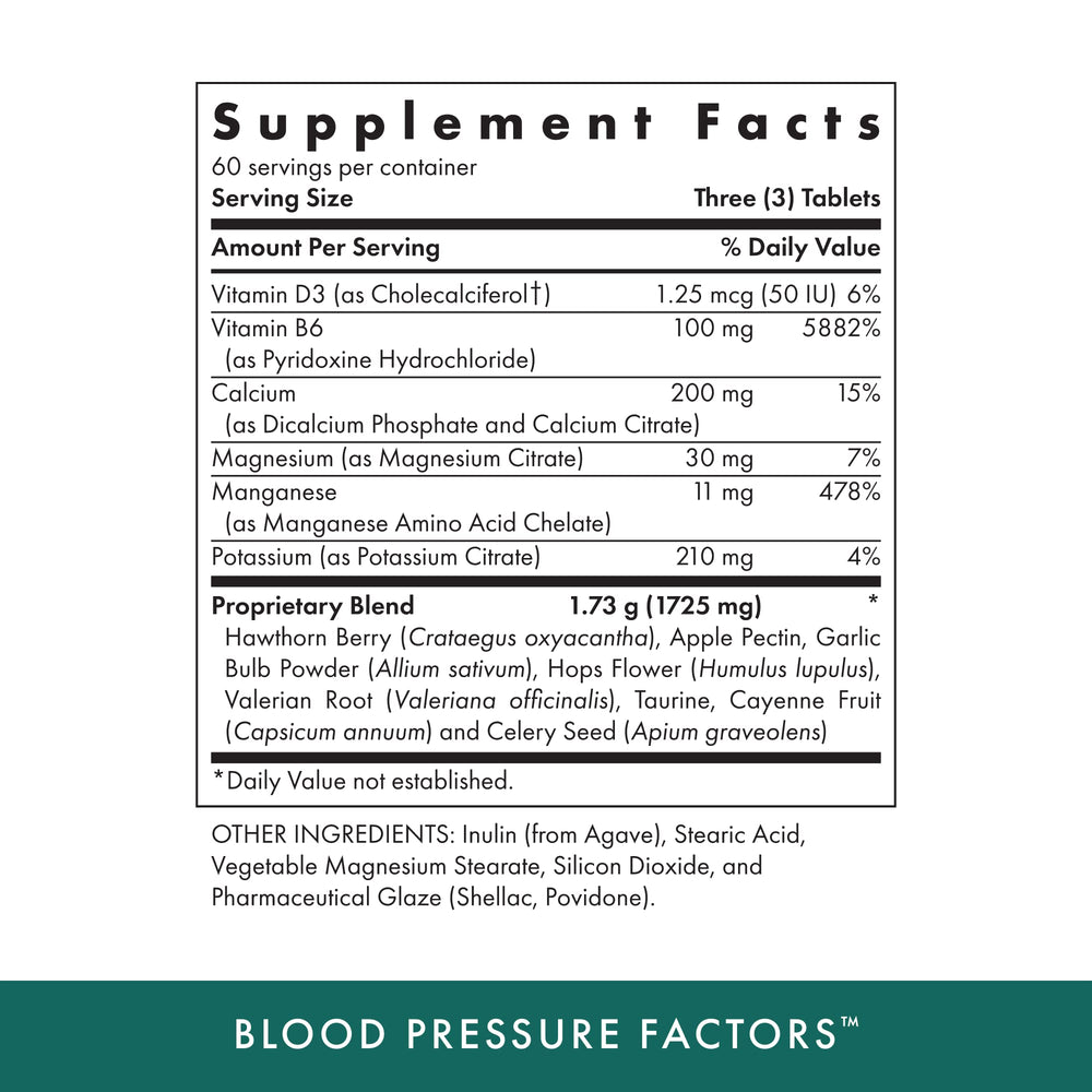 Close-up of Michael's Blood Pressure Factors vegetarian tablets