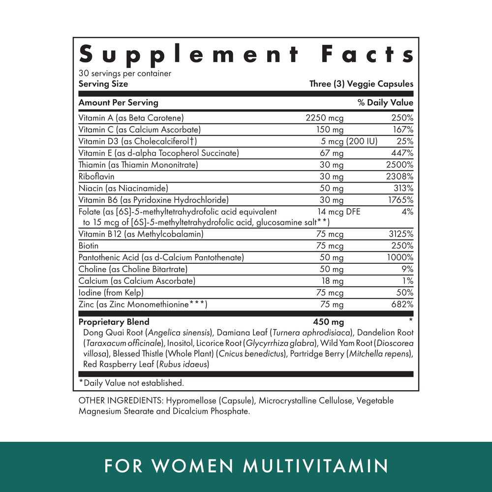 MICHAEL'S Women's Multivitamin capsules close-up, highlighting vegetarian formula for vitality.