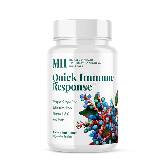 Michael's Quick Immune Response bottle front for easy on-the-go immune support.