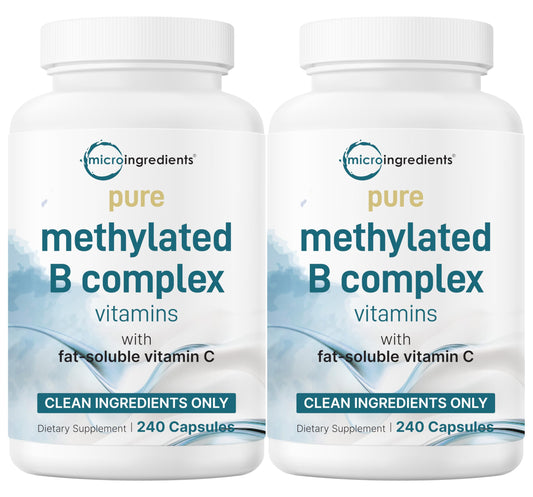 Micro Ingredients 11-in-1 B Complex capsules in a jar for daily wellness