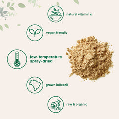 Front label of Micro Ingredients acerola powder showing USDA Organic certification
