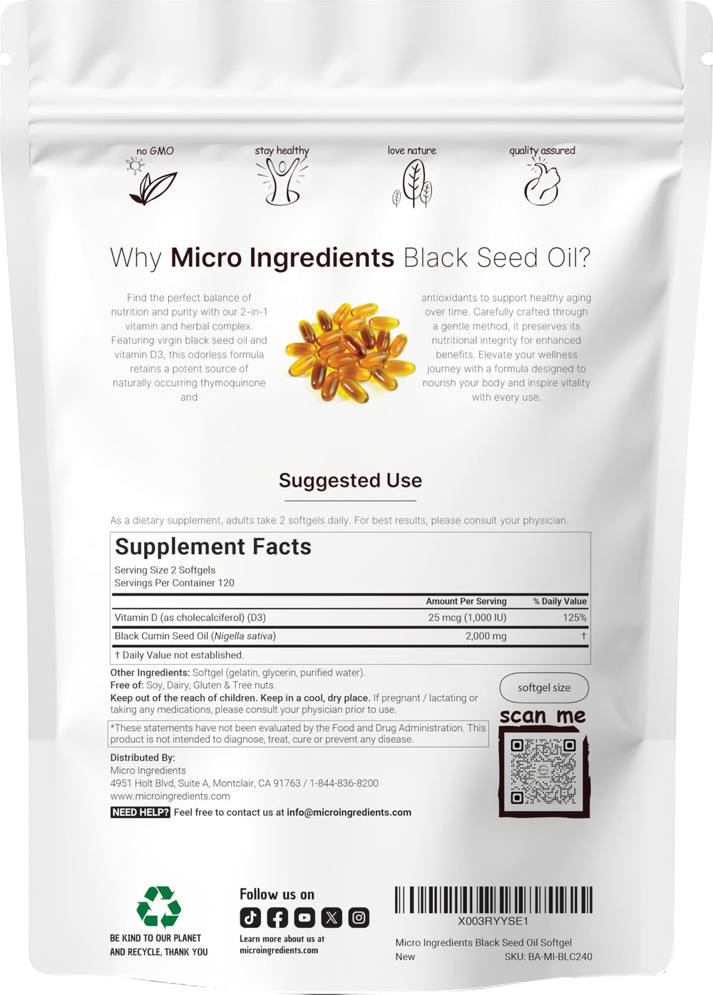 Micro Ingredients black seed oil softgels ready to take on the go