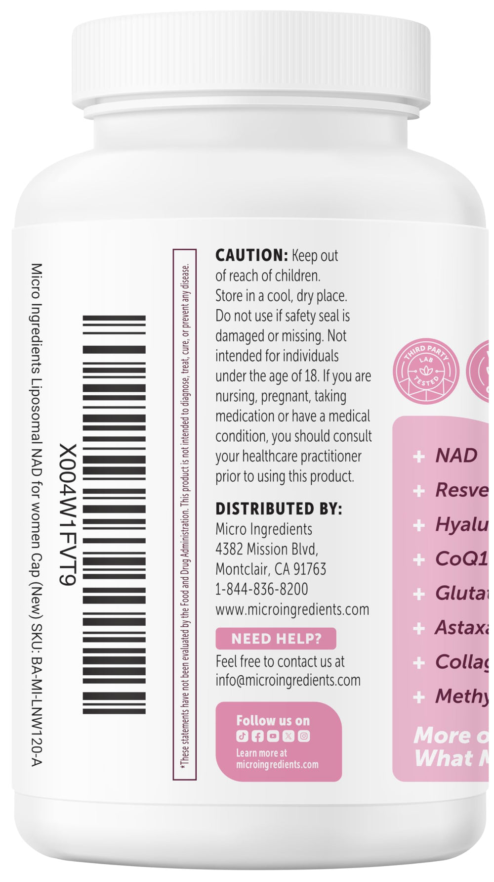 Micro Ingredients bottle next to glass reinforces premium daily wellness routine