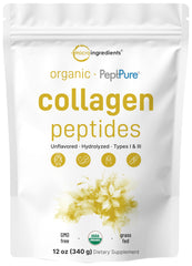 Micro Ingredients collagen peptides powder bottle shown for easy daily supplementation