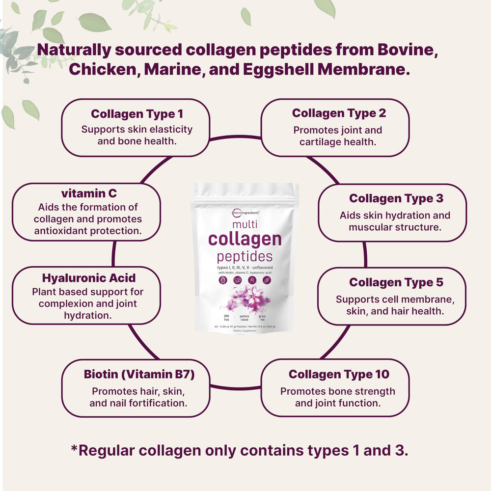 Micro Ingredients collagen types I II III V X included for comprehensive support.
