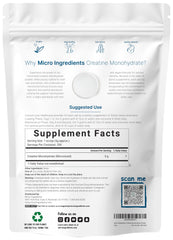 Scoop showing a 5g serving of Micro Ingredients Creatine Monohydrate Powder.