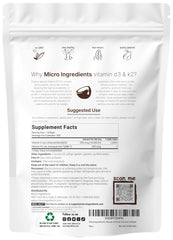 Vitamin D3 K2 capsules in coconut oil carrier aiding fat-soluble nutrient delivery.