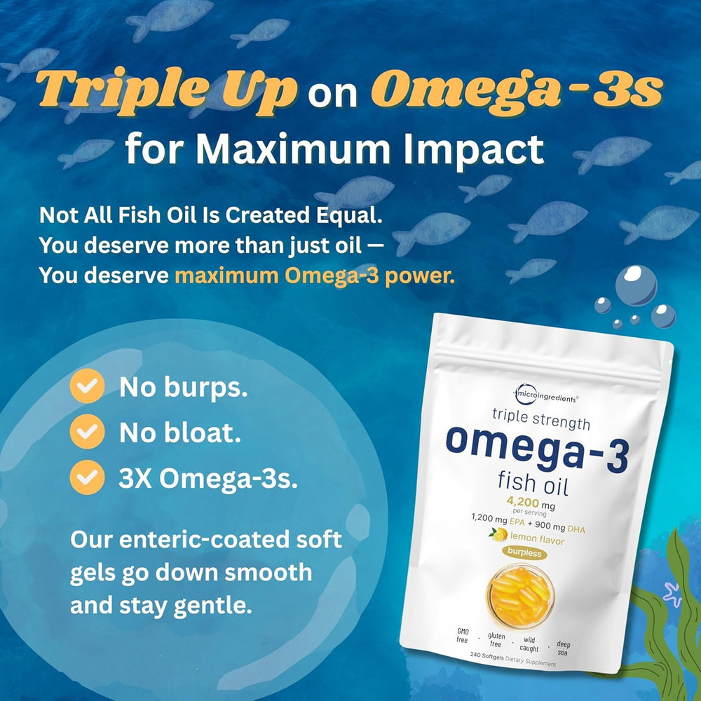 Micro Ingredients omega-3 per serving highlights 1200mg EPA and 900mg DHA