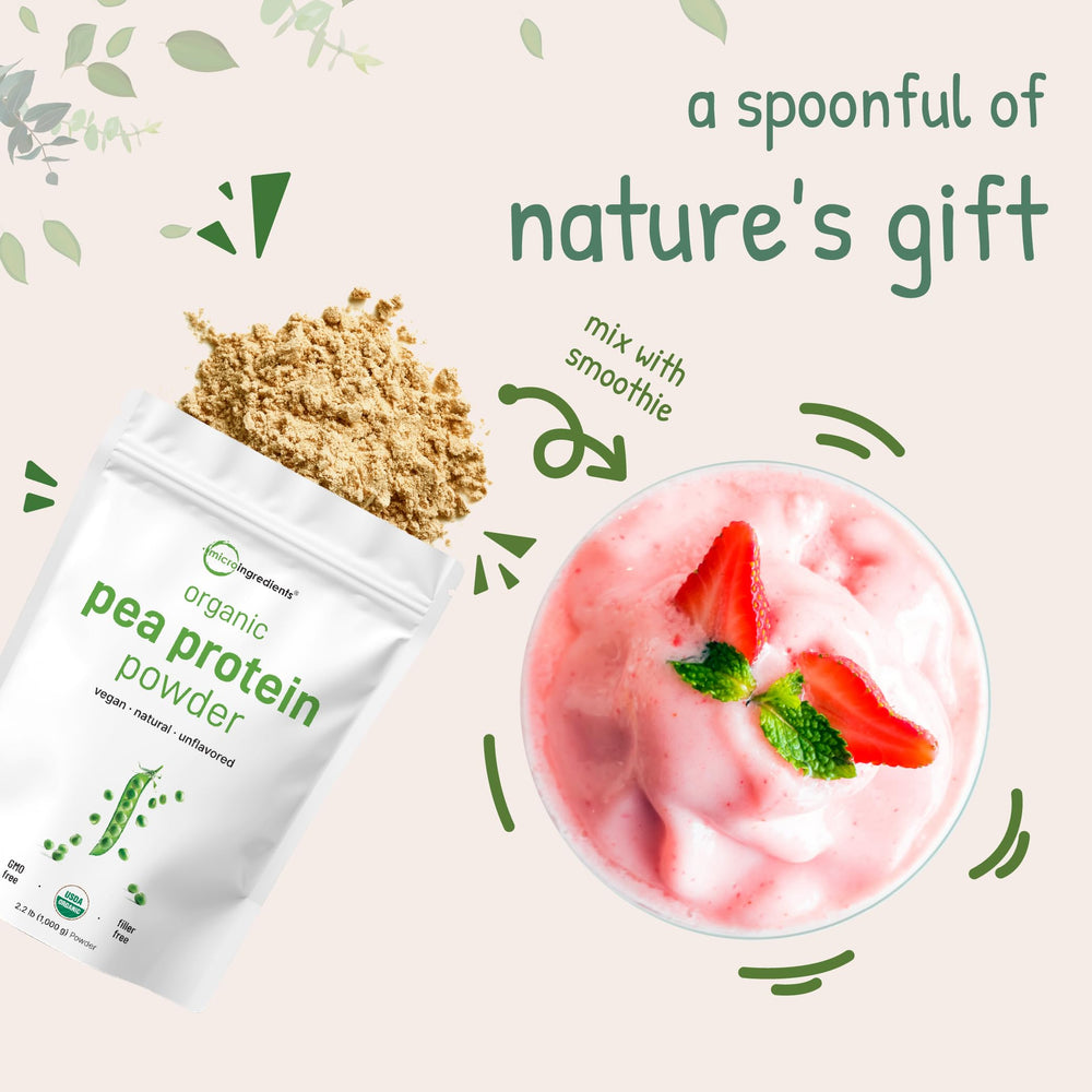 Micro Ingredients gluten-free pea protein tub close-up for recipes