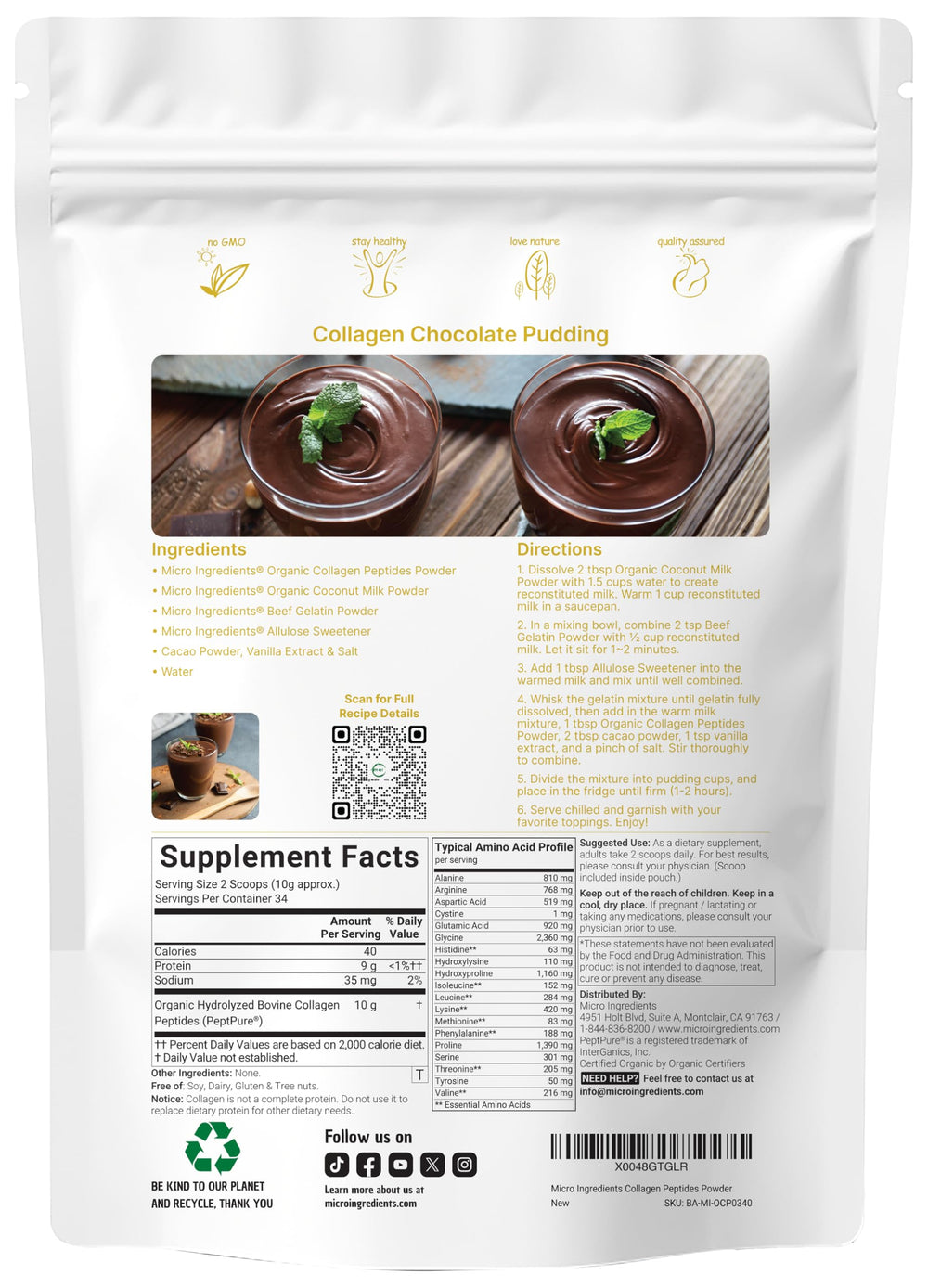 Micro Ingredients grass-fed collagen scoop helps portion control